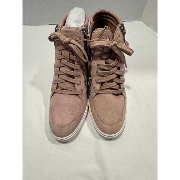 Linea Paolo Niya Wedge High-Top Sneaker Shoes Womens Size 7.5 M Blush Pink Suede - Picture 9 of 12